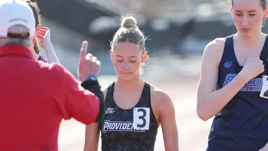 Claire Breen before starting her 800 meter race at Friar Invitational 