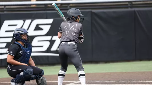 Gabby Lee at bat against Georgetown at Glay Field