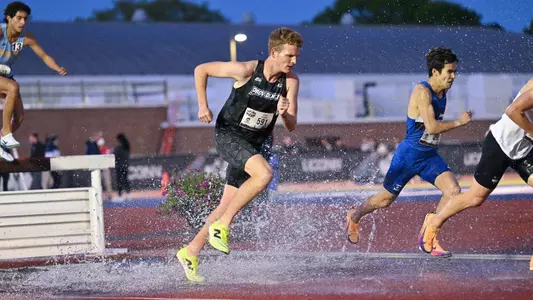 Ryan Welch racing the 3000 meter steeplechase at the Big East Championships