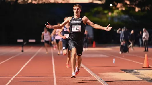 Ryan LoCicero winning the 3000 meter steeplechase at Big East Championships 