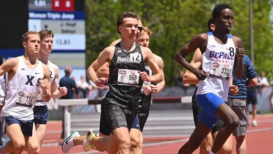 Tyler Bartlett racing at the Big East Championships 