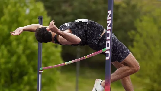 Jon Mignacca competing in the high jump event at Big East Championships 