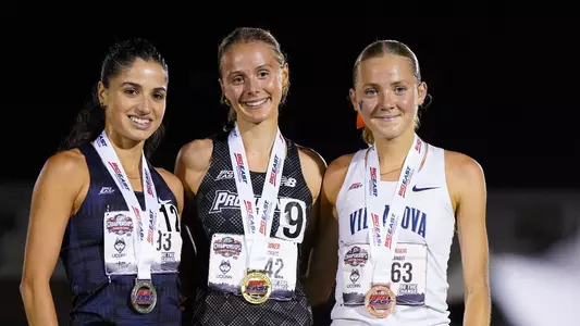 Anna Gardiner on the podium at the Big East Championships 