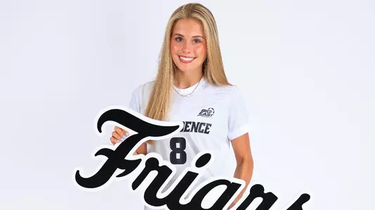Kaitlyn Brady Holding Friars Sign Posing