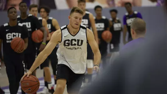 Joshua Braun works out in the Lopes basketball facility.