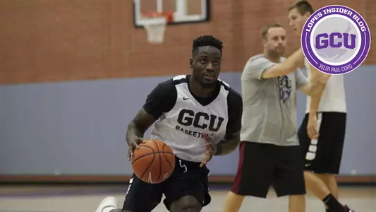 Guard Fiifi Aidoo practices at Basketball Practice Facility.