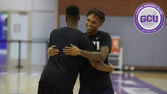 DeWayne Russell visits former teammates at GCU Basketball Practice Facility.