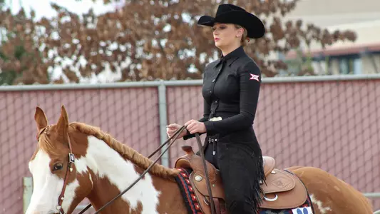 Kameron Thorn rides in the horsemanship at the student horse center