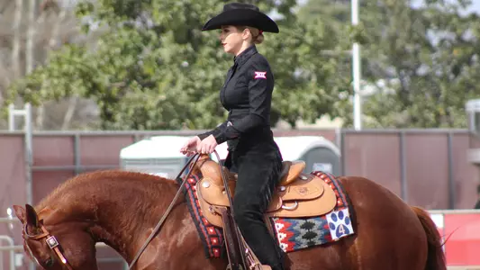 Alex Krebs rides in the horsemanship event