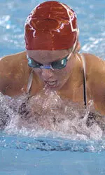 Heather Meng set a school record in qualifying first in the 100-breast.