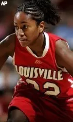Louisville guard Jessica Huggins (22) works against Vanderbilt forward Dee Davis during the first round of the NCAA women's basketball tournament at the Memorial Gymnasium in Nashville, Tenn., Saturday, March 18, 2006. (AP Photo/Mark Humphrey)