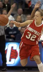 Kala Faulkner chases down a loose ball in the first half. (AP Photo/Jessica Hill)