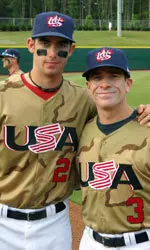 Louisville RHP Tony Zych and Cards' head coach Dan McDonnell with Team USA.