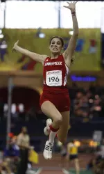 Senior Rachel Gehret won the women's long jump and improved her already NCAA provisional mark on the last regular meet of the season.