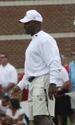 Head coach Charlie Strong during Friday's practice.