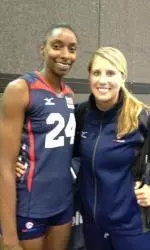 Assistant coach Dani Busboom Kelly and Gwen Rucker in Columbus, Ind.