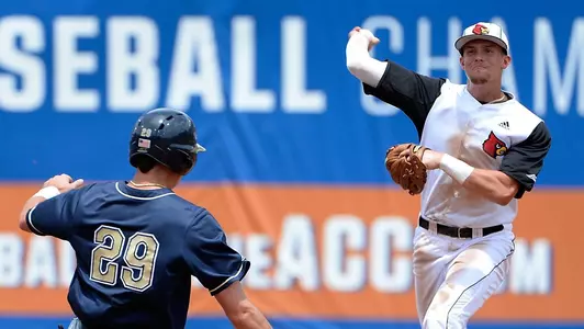 Devin Mann throws to first in Saturday's win over Pittsburgh at the 2018 ACC Baseball Tournament in Durham, N.C. (Photo by Sara D. Davis, theACC.com)