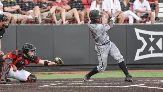 Josh Stowers at the plate during the NCAA Regional loss at Texas Tech.