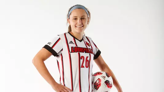 Women's soccer freshman Cassie Amshoff strikes a pose on picture day