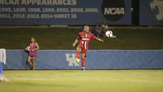 William Portman plays the ball for the Cardinals in a road match at Kentucky on September 4, 2018.