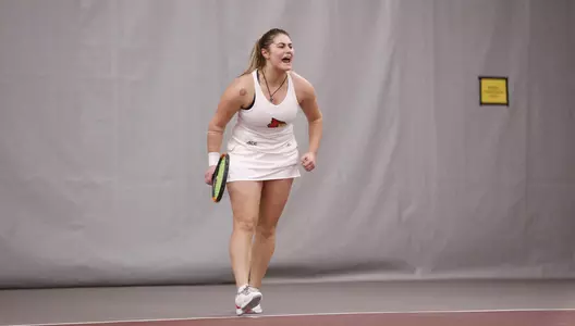 Nikolina Jovic celebrates a point against Clemson.