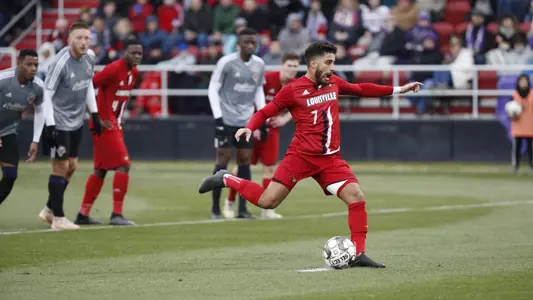 Pedro Fonseca converts on a penalty goal against Louisville City FC in the 502 Derby.