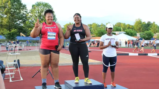 Rashida Harris on the podium at the ACC Outdoor Championships