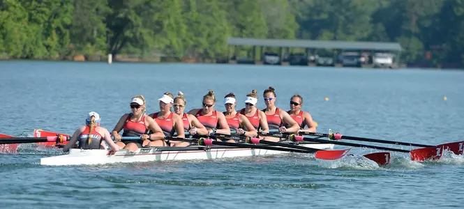 Louisville's Varsity Eight competes during the 2019 ACC Rowing Championship in Clemson, S.C., Saturday, May 18, 2019. (Photo by Sara D. Davis, the ACC)