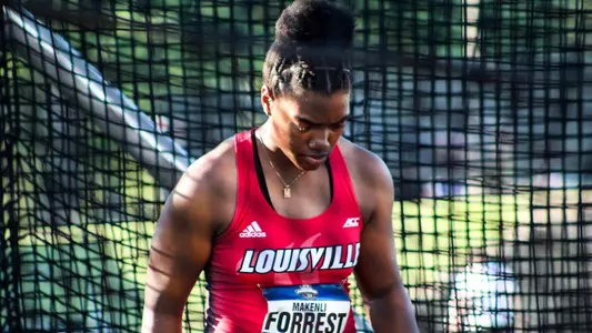 Makenli Forrest prepares to throw the hammer at the NCAA Outdoor Championsihips
