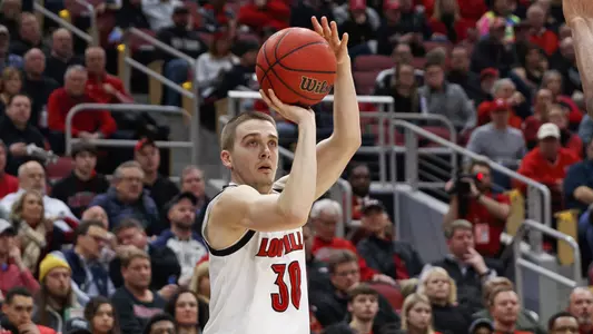 Ryan McMahon shoots during the game against Wake Forest at the KFC Yum! Center.