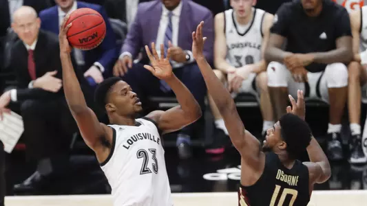 Steven Enoch shoots a hook shot against Florida State.