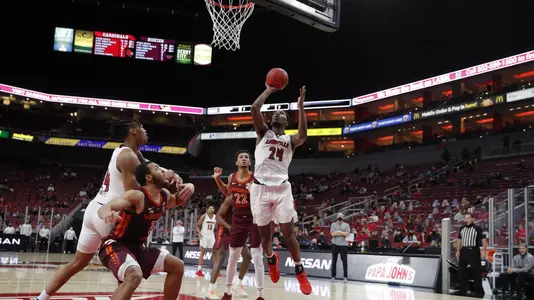 Jae'Lyn Withers puts up a shot against Virginia Tech at the KFC Yum! Center.