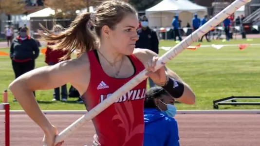 Auriane Viola in the pole vault at the Louisville Invitational 