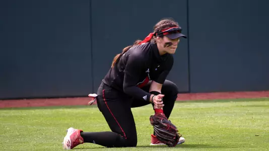 Celene Funke fields a ball in centerfield