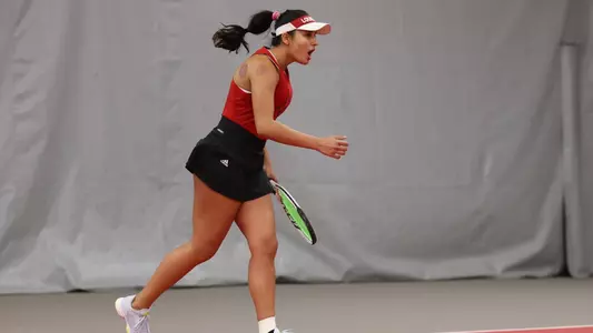 rhea verma celebrates on the court against UNC 