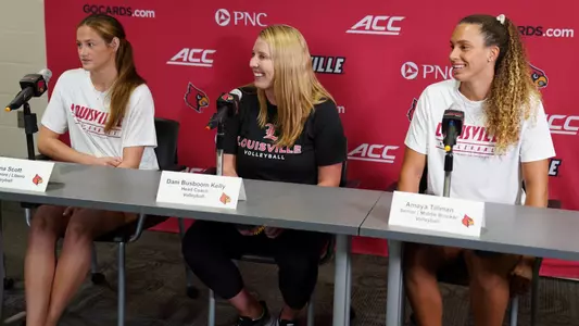 Elena Scott, Amaya Tillman and Dani Busboom Kelly at Media day 