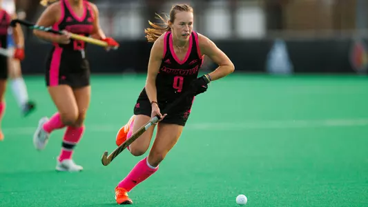Aimee Plumb moves down the field against Duke