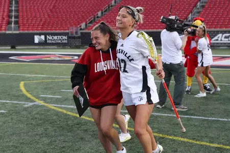 Cali Bishop and Aly Prasinos celebrates the win over Pittsburgh