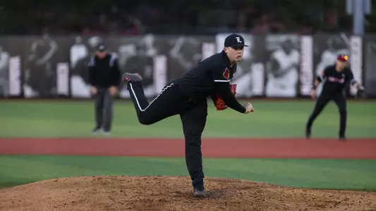 Ryan Hawks pitching against Boston College.