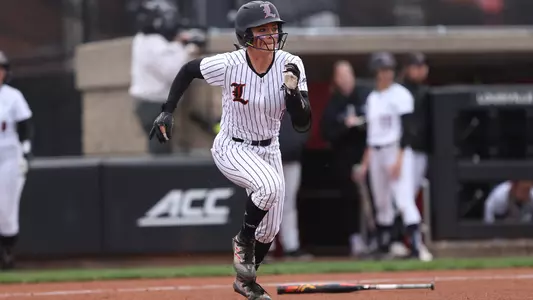 Hannah File runs to first base in Thursday's game against Notre Dame