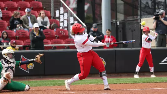 Makayla Hurst delivers a pinch hit single against Notre Dame