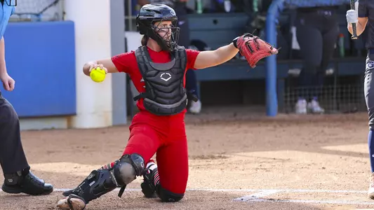 Catcher Kiley Goff thows the ball