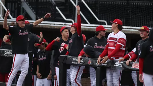 The dugout celebrating against Morehead State.