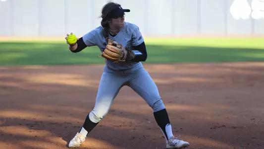 Maddi Grant throws the ball from third base at Georgia Tech
