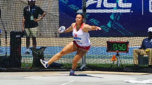 Jayden Ulrich set a new meet record to win the women's discus throw at the ACC Outdoor Championships.
