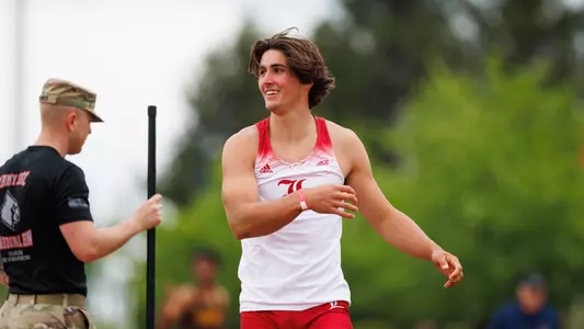 Paul Kallenberg competing in the long jump at the 2023 Clark Wood Invitational