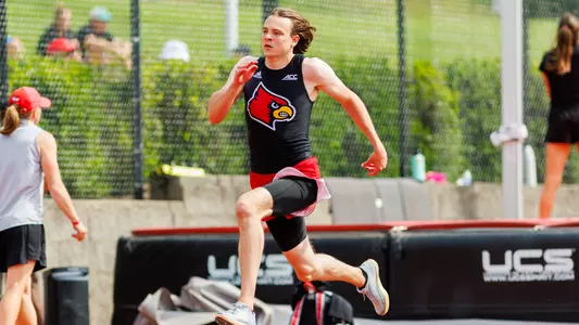 Roman Kuleshov competing in the triple jump at the 2024 Clark Wood Invitational