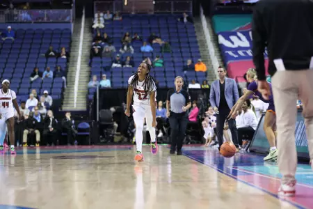 Tajianna Roberts celebrates versus Clemson