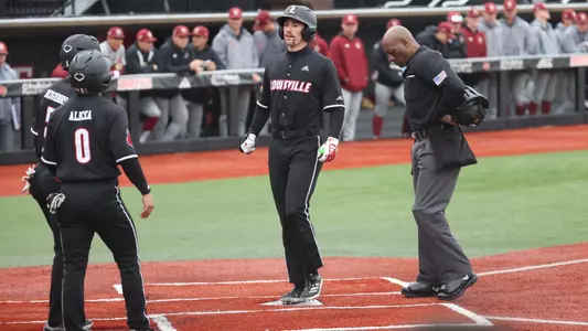 Lucas Moore after a home run against Boston College.