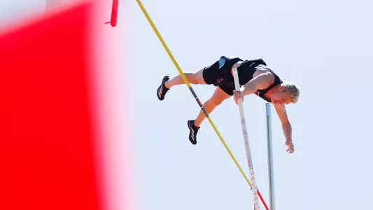 KJ Byrd clears the pole vault bar at the 2025 Jim Click Shootout & Multis